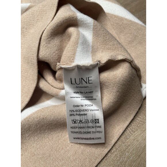 Lune Active Olly Cropped Striped Sweater Beige Melange Marshmellow Large - Picture 7 of 8